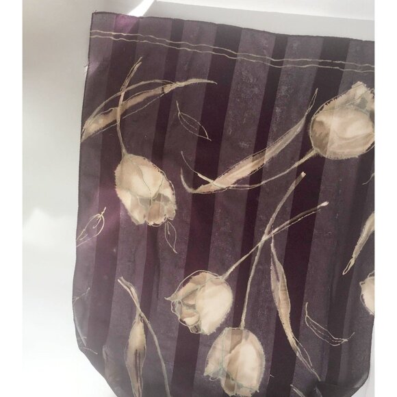 Purple Rose Flowers Garden Sheer Scarf Vintage Accessory - Picture 4 of 10